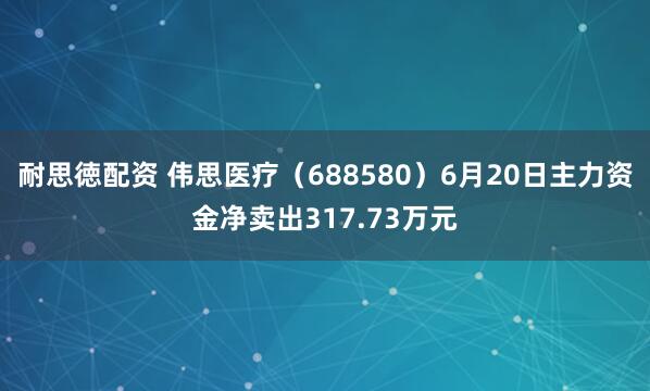 耐思徳配资 伟思医疗（688580）6月20日主力资金净卖出317.73万元